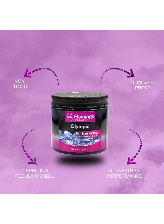 مجموعة من 3 قطع من معطر جو جل فلامنجو أولمبيك، كريستال أسود مع زيوت عطرية طبيعية، يدوم طويلاً للتحكم في الروائح، مناسب للسيارة والمنزل والمكتب ولوحة القيادة وحامل الأكواب، غير سام ومقاوم للانسكاب، KC-613 - Image 4